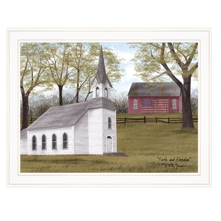 Homeroots Faith and Freedom 4 White Framed Print Wall Art 404519
