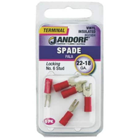 Jandorf Specialty Hardw 60984 Vinyl Insulated Locking Spade Terminal 2218 ga., 6 in. Stud 3401981