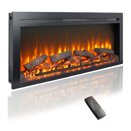 Edendirect 44 in. Wall Mount Electric Fireplace with remote and Imitation Flame, LED light heater in Black ZR-W1769P171420