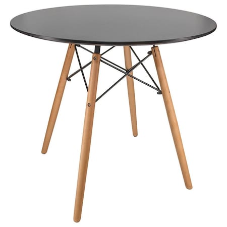 Leisuremod Round 31.5 in W, 30 in L, MDF/Iron/Steel/Solid Wood, Black EP31BLR