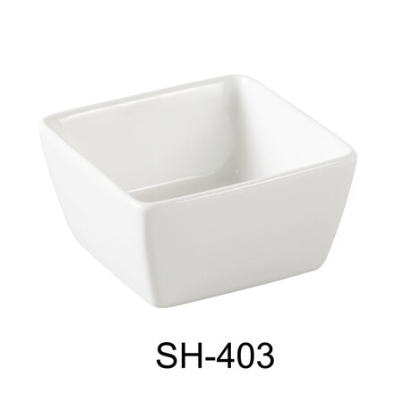 Yanco 3 in. Porcelain Square Sauce Dish, Bone White - 4 oz, 48PK SH-403