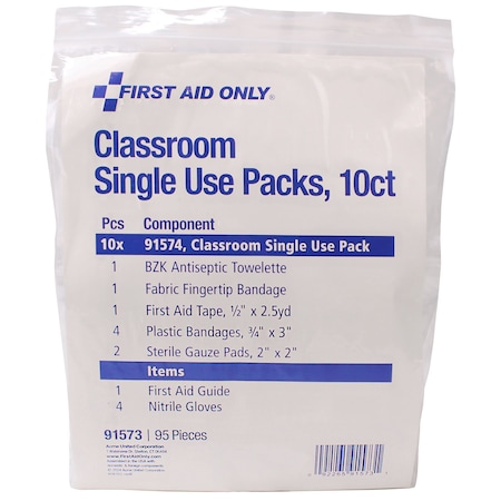 First Aid Only Classroom Single Use First Aid Kits 10PK 91573