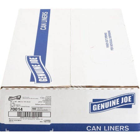 Genuine Joe 60 gal Trash Bags, XL, 0.47 mm, Translucent GJO70014