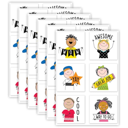 Creative Teaching Press Stick Kids Rewards Stickers, 1-1/2'', 60-Piece Set, 6PK 10691