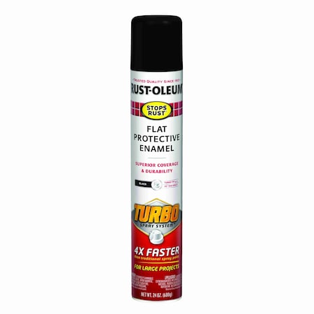 Rust-Oleum Protective Enamel Spray Paint, Black, Flat, 24 oz 376298