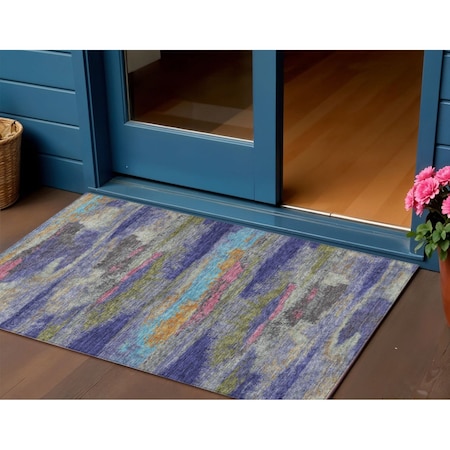 Homeroots 3' X 5' Lavender Pink And Blue Abstract Washable Indoor Outdoor Area Rug 612521