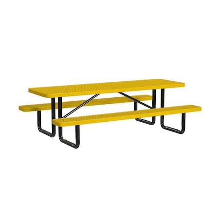 Leisure Craft Rectangle Portable Picnic Table, Yellow, 8 ft L T8XPP-YELLOW