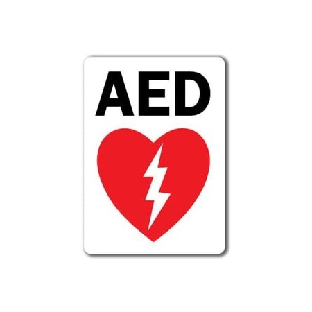 Signmission Safety Sign, 14 in Height, Plastic, 10 in Length, AED MISC-AED