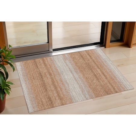 Homeroots 3' X 5' Copper And Beige Abstract Washable Indoor Outdoor Area Rug 599946