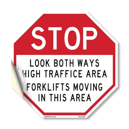 Signmission Stop Look Both Ways High Traffic Ar, 10 Inch X 10 Inch, Vinyl Decal OC-D-10-260
