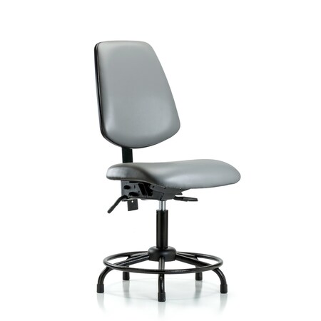 Blue Ridge Ergonomics Vinyl Chair, Desk, Round Tube Base, Med Back, Glides, Sterling BR-VDHCH-MB-RT-T0-A0-RG-8840