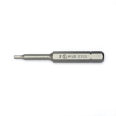Genius Tools 1/4in Hex Shank, 2mm Hex Screwdriver Bit 56mmL 2322