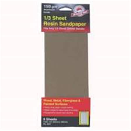 Gator Finishing 5041 150 Grit Sandpaper Aluminum Oxide .33 Sheet, 6PK 4151585