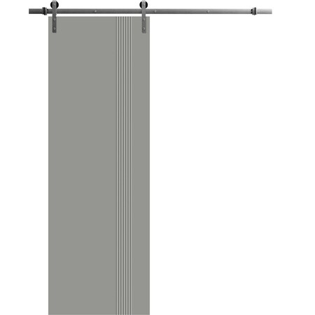 Sartodoors Modern Barn Door 36 x 84 inches, BASIC 0111 Dove Grey, 6.6FT Silver Rail Track Heavy Hardware Set BASIC0111BD-S-MAG-3684