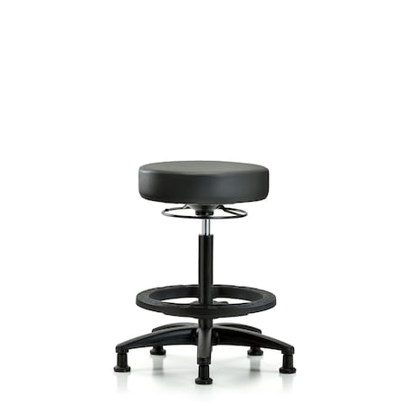 Blue Ridge Ergonomics Vinyl Stool, High Bench, Foot Ring, Glides, Carbon BR-VHBSO-RG-BF-RG-8823