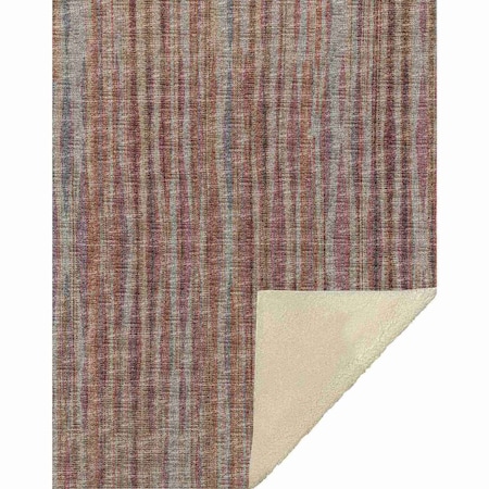 Homeroots 50" X 70" Burgundy And Beige Striped Microfiber Plush Throw Blanket 698998