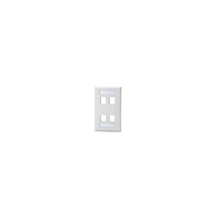 Signamax 4-Port Flush Keystone Wallplate, Single Gang, White SKFL-4-WH