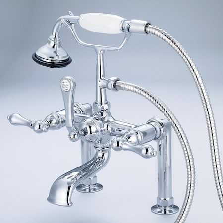 Water Creation Vintage Classic 7 in. Spread Deck Mount Tub Faucet - Chrome, Silver F6-0006-01-AL