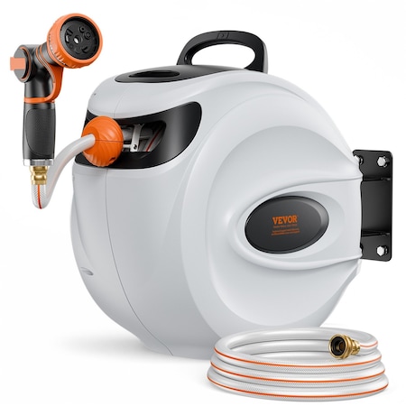 Vevor Retractable Hose Reel Water Hose Reel 65'x5/8" 180 Deg Swivel Wall-Mounted KSSJG1120026
