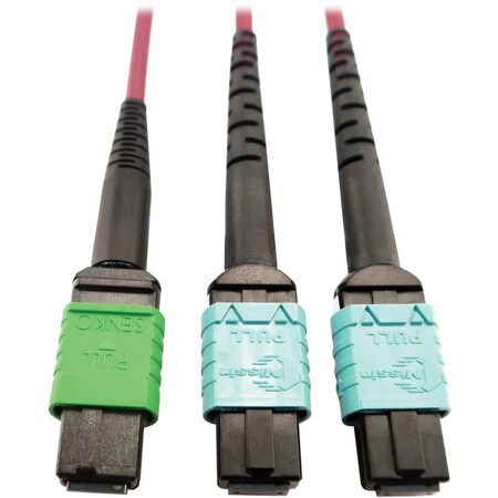 Eaton Tripp Lite Series 400G Multimode 50/125 OM4 Plenum Fiber Optic Cable, 16F MTP/MPO-APC to x2 12F N846D-05M-16DMG