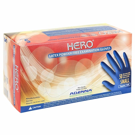 Safety Zone Latex Powder Free 14 mil Extended Cuff Exam Gloves - Blue, Sm - Case of 500 HER002