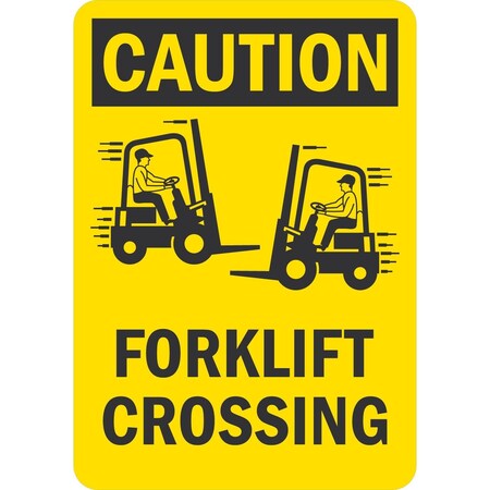 Lyle Caution Forklift Crossing (With Symbol), 7x10, Non-Reflective, Yellow G-17203-ND_7x10