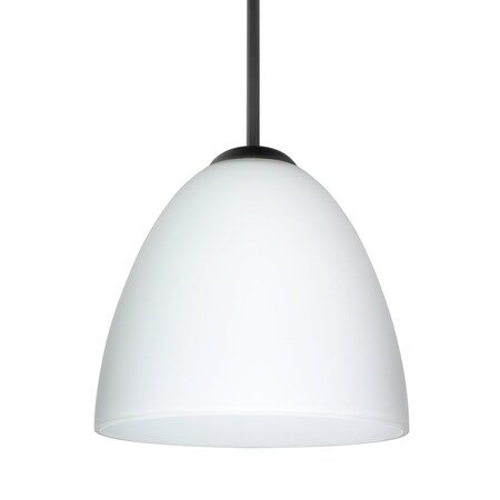 Besa Lighting Besa Vila Pendant, Opal Matte, Black Finish, 1x 9W LED 1JT-447007-LED-BK