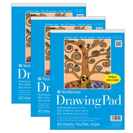 Strathmore 100 Series Drawing Pad, 40 Sheet, 9x12 inch, 3PK P27-109-1