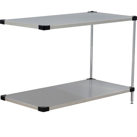 Global Industrial Nexel 2 Shelf, Stainless Steel Solid Shelving Unit, Add On, 48"W x 24"D x 34"H B3152446