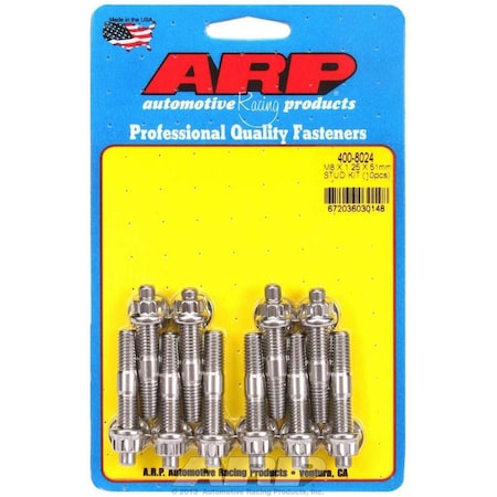 Arp 400-8024 M8 x 1.25 in. x 51 mm Stainless Steel Stud Kit, 10PK ARP400-8024