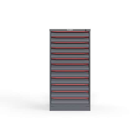 Strong Hold 12 drawer cabinet - (6x 3ft, 6x 4ft) - Red accents - Keyed Different S3060-PPDAS-1203DS