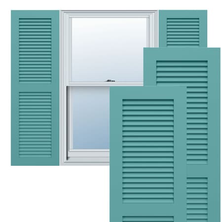 Ekena Millwork True Fit PVC, Two Equal Louver Shutters, Pure Turquoise, 12W x 39H, PR TFP101LVF12X039PT