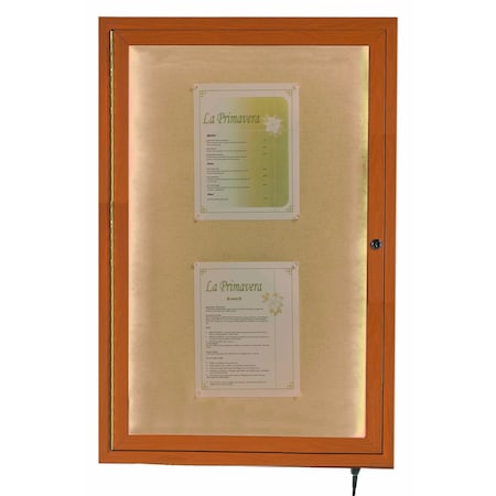 Aarco Indoor/Outdoor LED Lighted Display Case w/ Oak Wood-Look Finish, 36''Hx24''W LWL3624O
