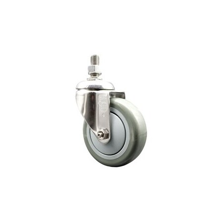 Service Caster 4 Inch 316SS Gray Polyurethane Wheel Swivel 3/8 Inch Threaded Stem Caster SCC SCC-SS316TS20S414-PPUB-381615