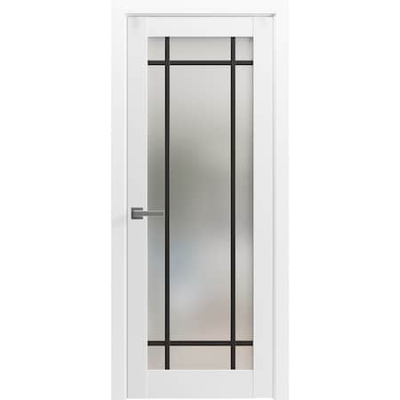 Sartodoors Solid French Door Frosted Glass Planum 2112 White 32x80 Solid Core Modern Interior PLANUM2112ID-WS-32 x 80-Butterfly