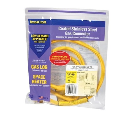 Safety Plus CSSL45R-72P Gas Connector 0.25 in. id x 0.50 in. MIP x 0.50 in. x FIP 72 in. 4267795