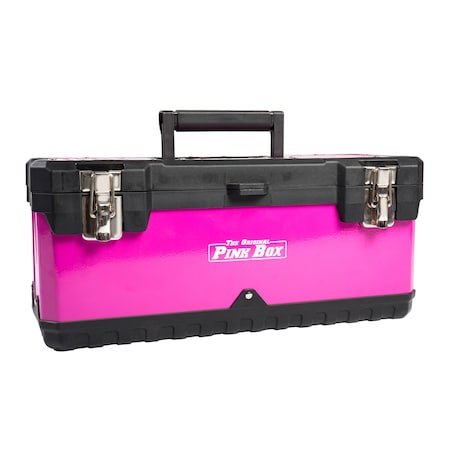 The Original Pink Box 20-Inch Portable Steel Toolbox with Removable Tray, Pink PB20PTB