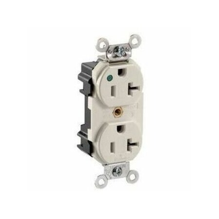 Leviton Lev-Lok Extra Heavy Duty Hospital Grade Duplex Receptacle, 20 Amp, 125 Volt M8300-PLT