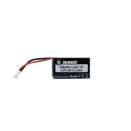 Rage Rc 3.7V 1S 360mAh Lipo 25C LiPo Battery, Tempest 600 RGRA1189