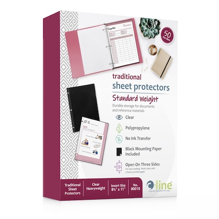 C-Line Products 8-1/2" x 11" Clear Traditional Heavyweight Poly Sheet Protectors, 50/BX 00010