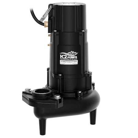 K2 Pumps Contractor Series 1/2 HP 2" Manual Sewage Pump, 115 Volt, 10 Amp, Cast Iron SWW05007K