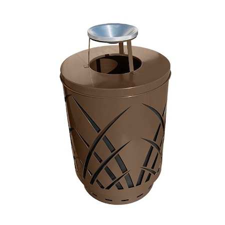 Witt Industries Brown Outdoor Receptacle with Sleek Design with Ash Top SAW40P-AT-BN