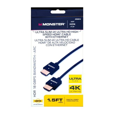 Monster Cable Just Hook It Up 1.5 ft. L High Speed Cable with Ethernet HDMI JHIU0018