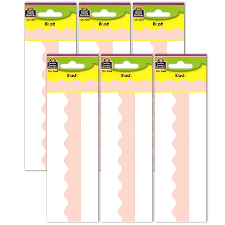 Teacher Created Resources Blush Scalloped Border Trim, 35 Feet Per Pack, 6PK TCR3065