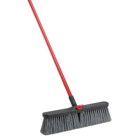 Libman Libman Push Broom, 4 in L Trim, PET Bristle, 58-3/4 in L, Threaded, Steel Handle, Red 878