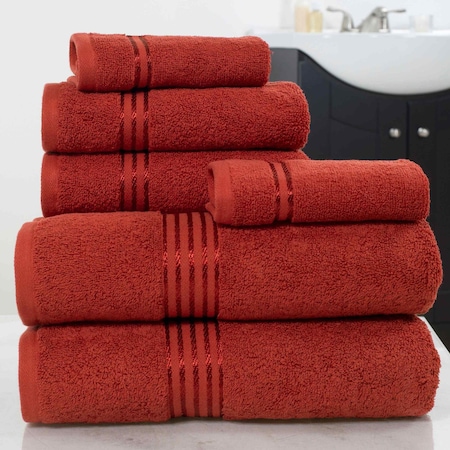 Lavish Home 6PC Bathroom Towels Set 100% Cotton with 2 Wash Cloths, 2 Hand Cloths, and 2 Bath Towel, Burgundy 67-0016-BUR