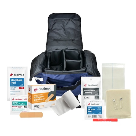Dealmed Trauma Bag, 20 in L, 16 in W, Navy 787231-FS