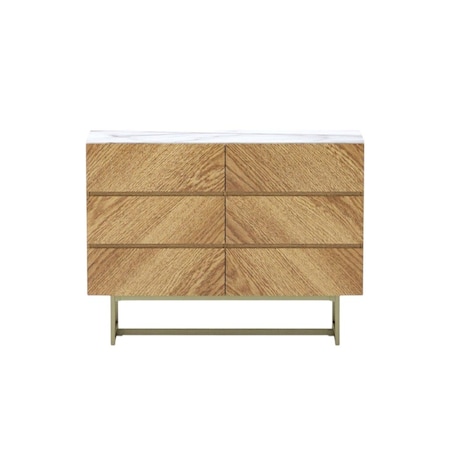 Homeroots 47" Brown Solid and Manufactured Wood Six Drawer Dresser 590275