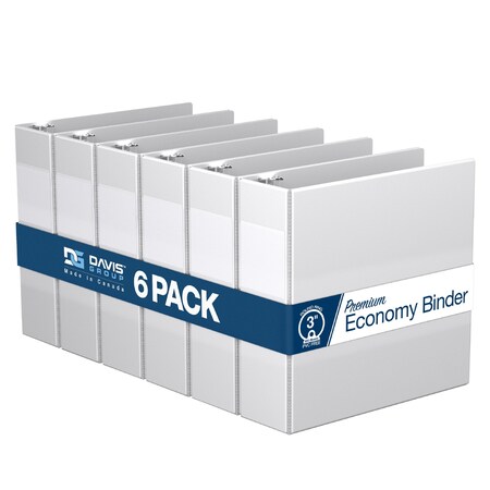 Davis Group Premium Economy, Round Ring, Binder, (White, 3"), PK6 2314-00-06