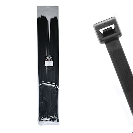 Cable Ties Unlimited Cable Tie, 32 in L, 175 lb Strength, 9.68 in Max Bundle Dia, Nylon 6/6, UV Resistant, Black, 50PK HD32-175-0L